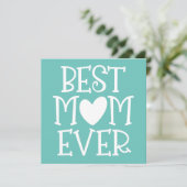 Beste mama Mam ooit Red Heart White Text Blauwgroe Feestdagenkaart (Staand voorkant)