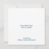 Beste mama Mam ooit Red Heart White Text Blauwgroe Feestdagenkaart (Achterkant)