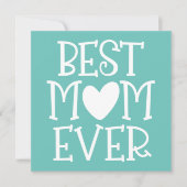 Beste mama Mam ooit Red Heart White Text Blauwgroe Feestdagenkaart (Voorkant)