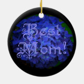 Beste mama met blauwe achtergrond keramisch ornament (Achterkant)