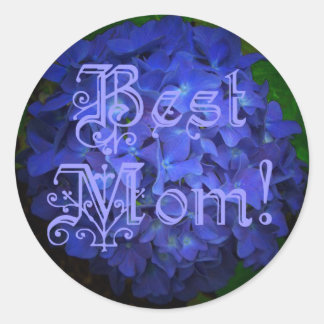 Beste mama met blauwe achtergrond ronde sticker