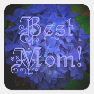 Beste mama met blauwe achtergrond vierkante sticker