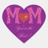 Beste mama, Moederdag hart paarse stickers (Voorkant)