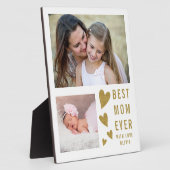 Beste mama ooit 2 Foto Collage White en Gold Fotoplaat (Zijkant)
