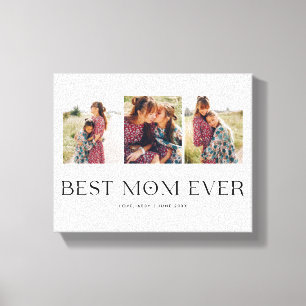 Beste mama ooit 3-Foto-Moederdag-hart Canvas Afdruk