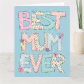 Beste mama ooit blauwe Moederdag Kaart (Voorkant)