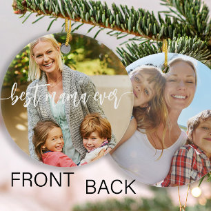 Beste mama ooit dubbelzijdige foto aandenken keramisch ornament