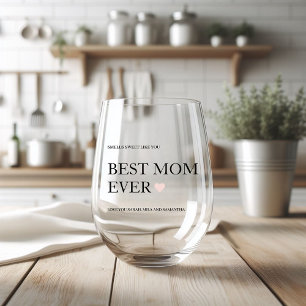 Beste mama ooit   Gelukkige Moederdag Wijnglas Zonder Voet