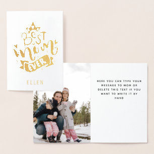 Beste mama ooit Gold Foil Foto Aangepaste Folie va Folie Kaarten