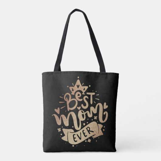Beste mama ooit Gold Glitter Quote Moederdag tot Draagtas (Achterkant)