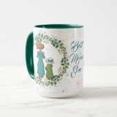 Beste mama ooit Green Wreath Moederdag Fun Mok (Voorkant links)