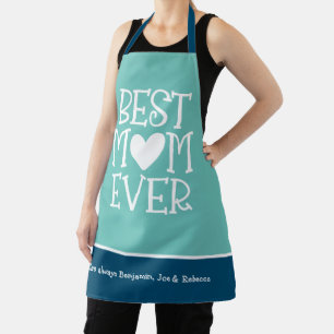 Beste mama ooit hartslag Blauwgroen Turquoise Schort
