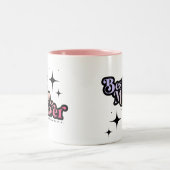 Beste mama ooit Kinder naam Retro Pink Tweekleurige Koffiemok (Center)