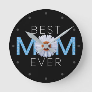 Beste mama ooit met Daisy Afbeelding print (blauw Ronde Klok