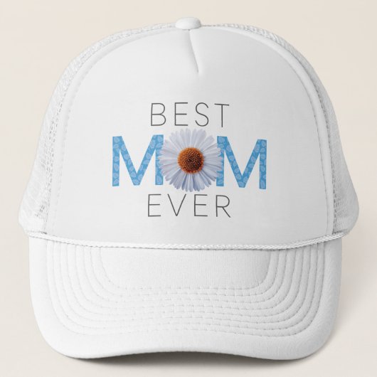 Beste mama ooit met Daisy Afbeelding print (blauw Trucker Pet (Voorkant)