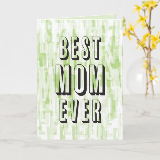 Beste mama ooit moderne groene blokletters kaart (Gele Bloem)