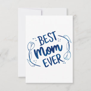 Beste mama ooit Moederdag Blue Floral Gift Idee Bedankkaart