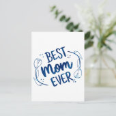 Beste mama ooit Moederdag Blue Floral Gift Idee Briefkaart (Staand voorkant)