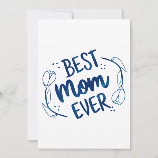 Beste mama ooit Moederdag Blue Floral Gift Idee Kaart (Voorkant)
