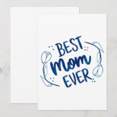 Beste mama ooit Moederdag Blue Floral Gift Idee Kaart (Voorkant / Achterkant)