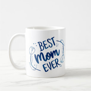 Beste mama ooit Moederdag Blue Floral Gift Idee Koffiemok