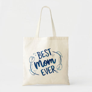 Beste mama ooit Moederdag Blue Floral Gift Idee Tote Bag