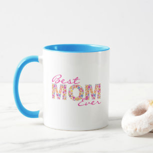 Beste mama ooit Mok Roze kleurrijke Floral Coffee