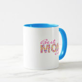 Beste mama ooit Mok Roze kleurrijke Floral Coffee (Voorkant rechts)
