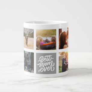 Beste mama ooit persoonlijke foto Collage Gray Extra Grote Beker