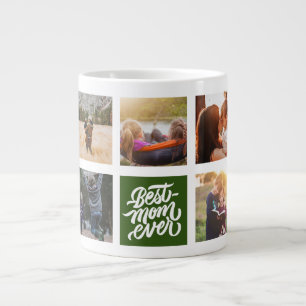 Beste mama ooit persoonlijke foto Collage Green Extra Grote Beker