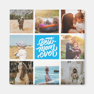 Beste mama ooit persoonlijke foto Collage Sky Blue Magneet