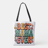 Beste mama ooit  retro script Moederdag Draagtas (Achterkant)