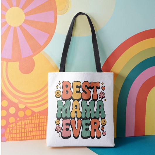 Beste mama ooit  retro script Moederdag Draagtas