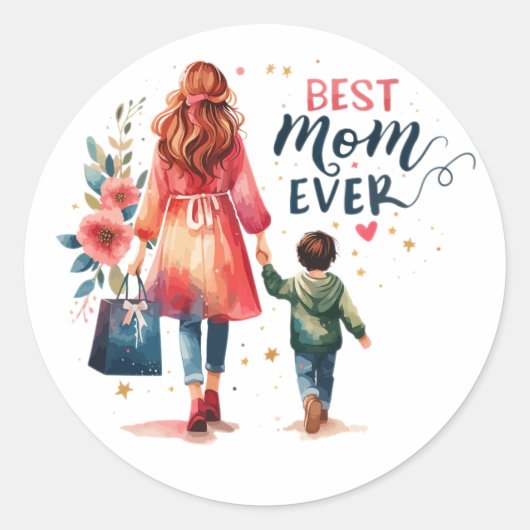 Beste mama ooit ronde sticker (Voorkant)
