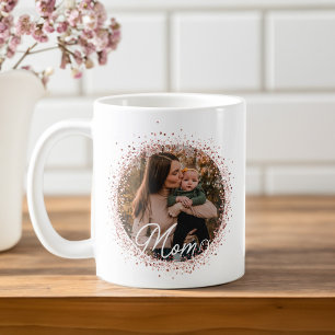 Beste mama ooit Roos Gold Glitter Foto Moederdag Koffiemok