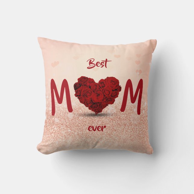 Beste mama ooit Roos Heart Bouquet - Pillow Kussen (Voorkant)