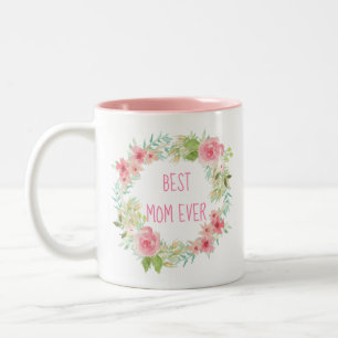 "Beste mama ooit" Roze Floral Mok