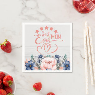 Beste mama ooit Rustic Boho Floral Moederdag Servet