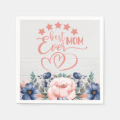 Beste mama ooit Rustic Boho Floral Moederdag Servet (Voorkant)