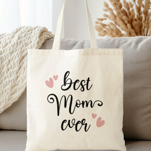 Beste mama ooit schattig script blush roze harten tote bag