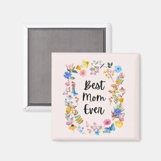 Beste mama ooit Wildbloemen Boho Moederdag Magneet (Voorkant / Achterkant)