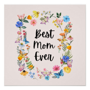 Beste mama ooit  Wildbloemen Boho Moederdag Perfect Poster