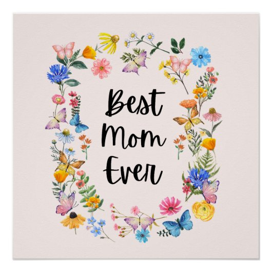 Beste mama ooit Wildbloemen Boho Moederdag Perfect Poster (Voorkant)