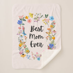Beste mama ooit  Wildbloemen Boho Moederdag Sherpa Deken