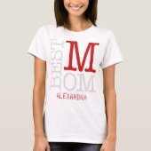 Beste mama Red Silver Glitter Name Persoonlijk T-shirt (Voorkant)