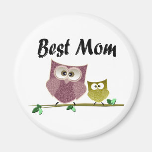 Beste mama, schattige Owls art Magnet Magneet