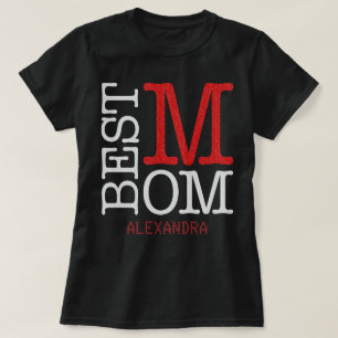 Beste mama Silver Red Glitter-naam op maat T-shirt