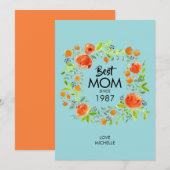Beste mama sinds Waterverf Floral Card (Voorkant / Achterkant)