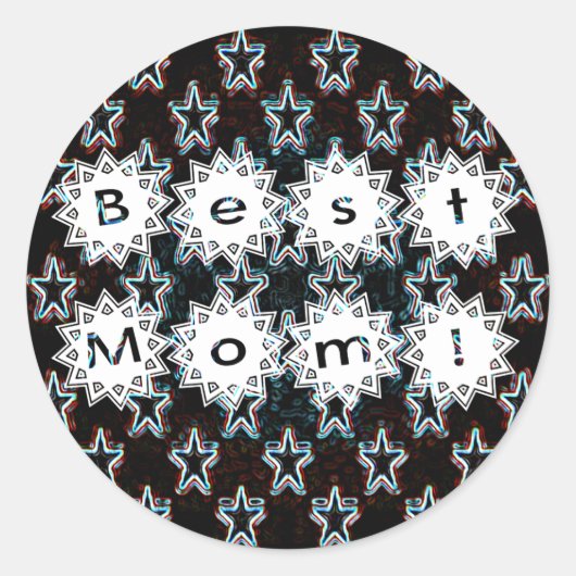 Beste mama sterren in Neon Ronde Sticker (Voorkant)