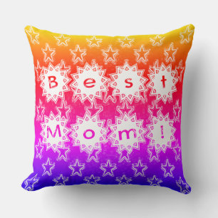 Beste mama sterren White Neon en Colorful Backgrou Kussen
